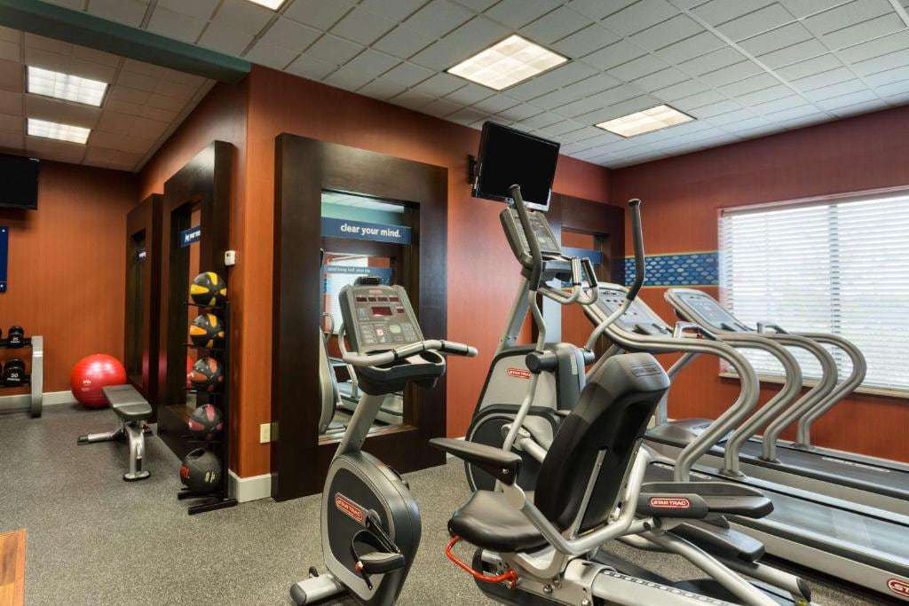 Fitness center with exercise bike, elliptical, treadmills and medicine balls
